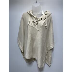 ALYA Hooded Chunky Pullover Poncho Lace-Up Front Women’s Size Small/Medium NWT